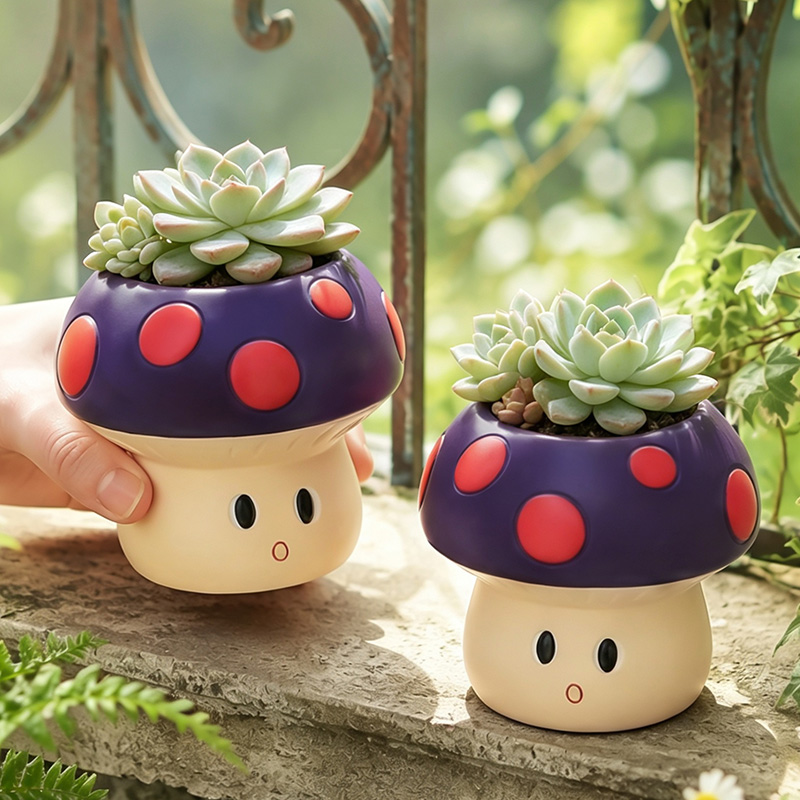 Echeveria Succulent - Sevimli Çizgi Film Mantar Reçine Sukulent